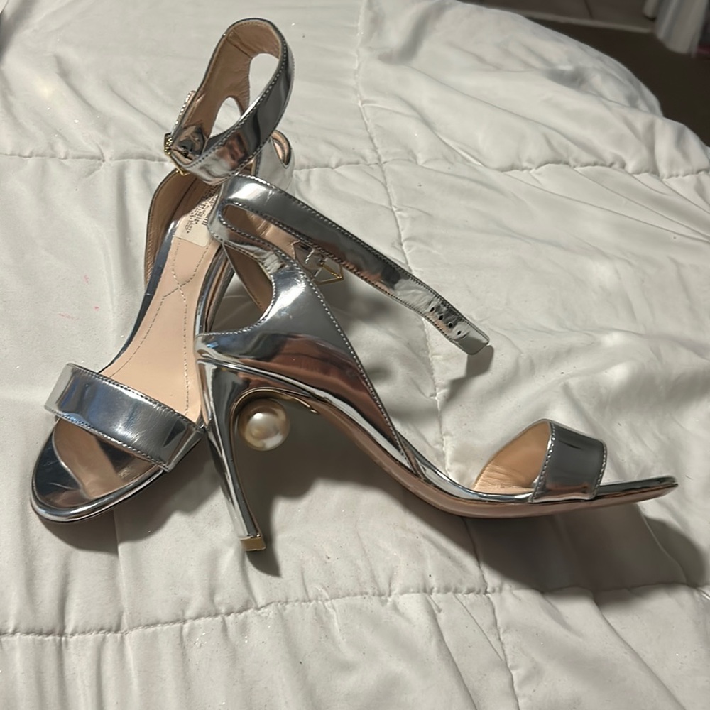 Nicholas Kirkwood silver heels with pearl size 37 7 used